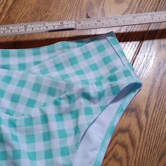 HALARA Womens SMALL BIKINI BOTTOM Beach Resort Vacation Pool NEW Green White - Picture 3 of 5